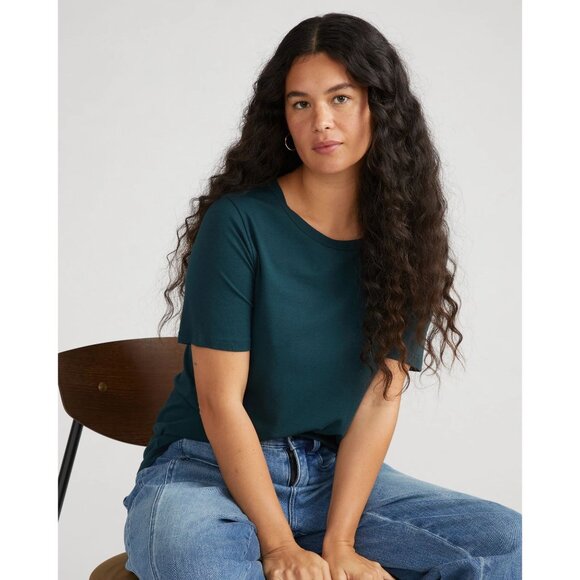 Universal Standard Tee Rex Peruvian Pima Cotton T Shirt in Deep Sea Green Size X - Picture 3 of 10